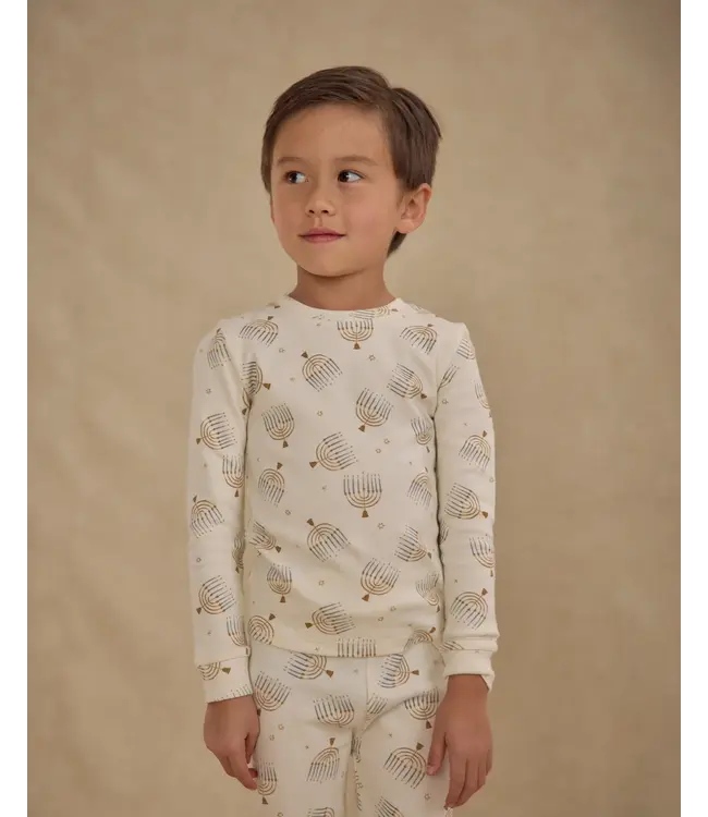 Rylee & Cru Ivory Organic L/S Hanukkah PJ Set