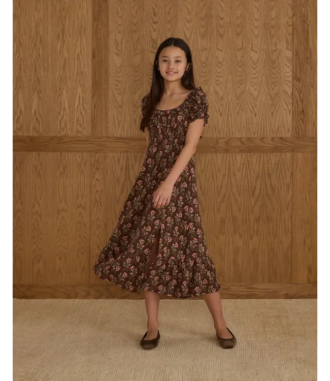 Rylee & Cru Brown Winter Floral Lana Dress