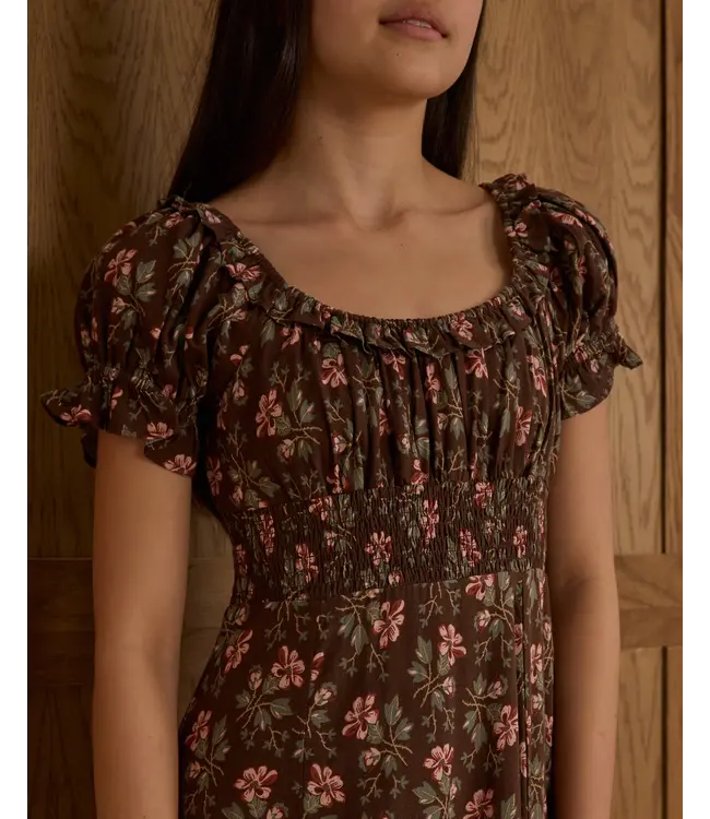 Rylee & Cru Brown Winter Floral Lana Dress