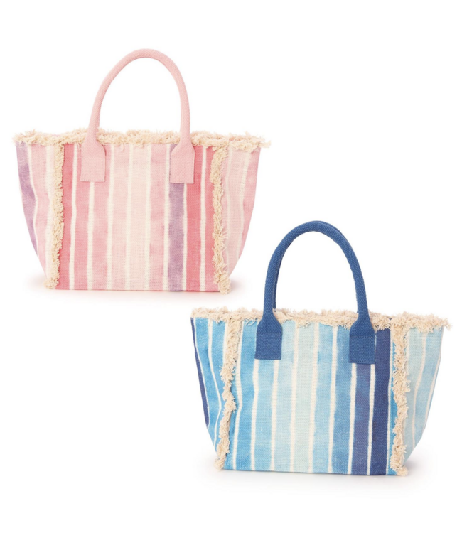 Ombre Striped Tote Bag with Fringe