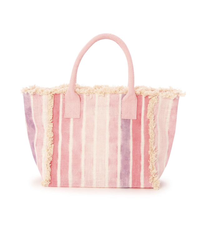 Ombre Striped Tote Bag with Fringe