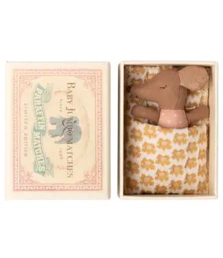 Maileg Sleepy/Wakey Baby Mouse in Matchbox-Rose