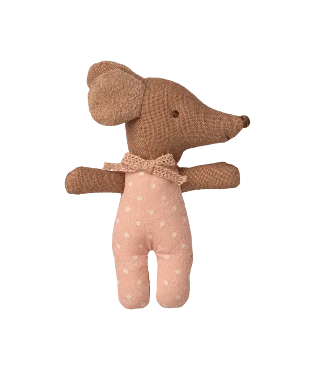 Maileg Sleepy/Wakey Baby Mouse in Matchbox-Rose