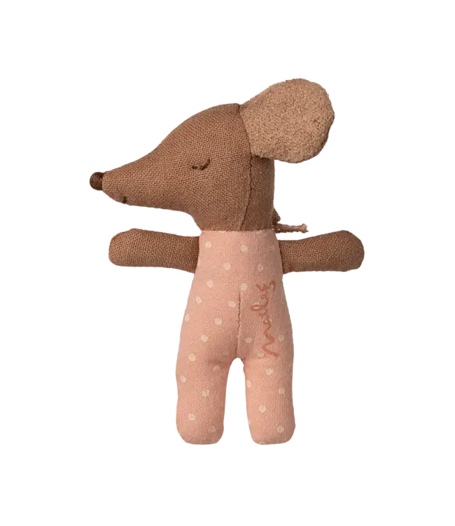 Maileg Sleepy/Wakey Baby Mouse in Matchbox-Rose
