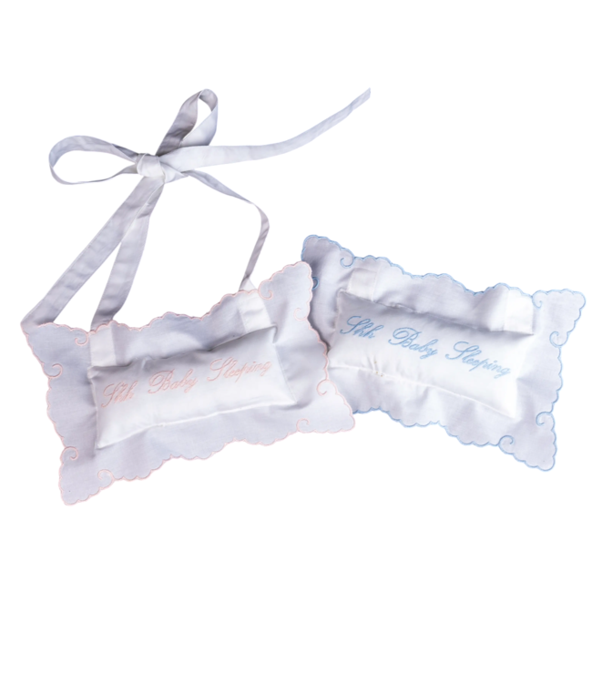 Edward Boutross Blue Embroidered Door Hanger Shh Baby Sleeping