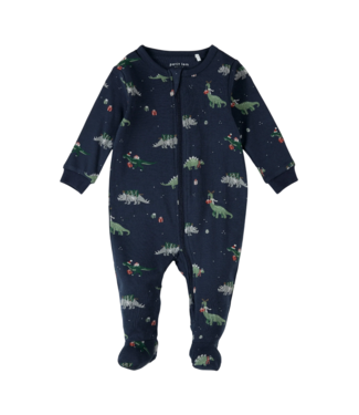 Petit Lem Navy Holiday Footed Romper