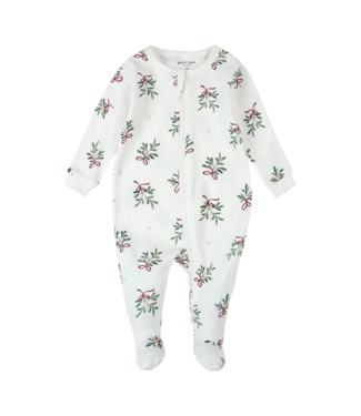Petit Lem Off White Holiday Knit Footed Sleeper