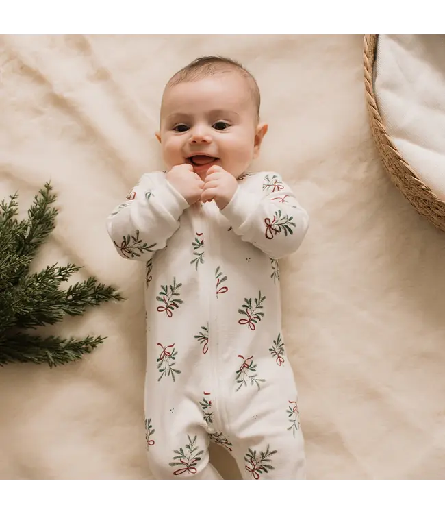 Petit Lem Off White Holiday Knit Footed Sleeper