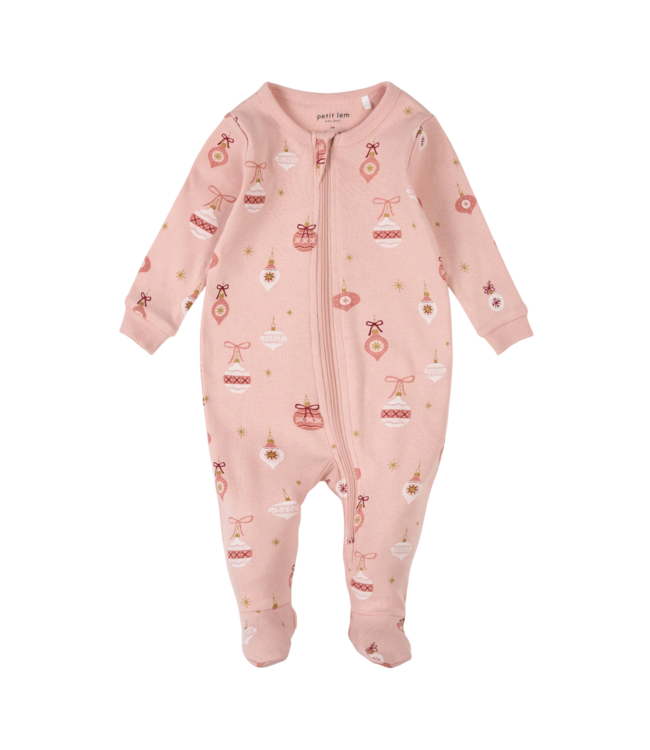Petit Lem Pink Knit Footed Holiday Sleeper