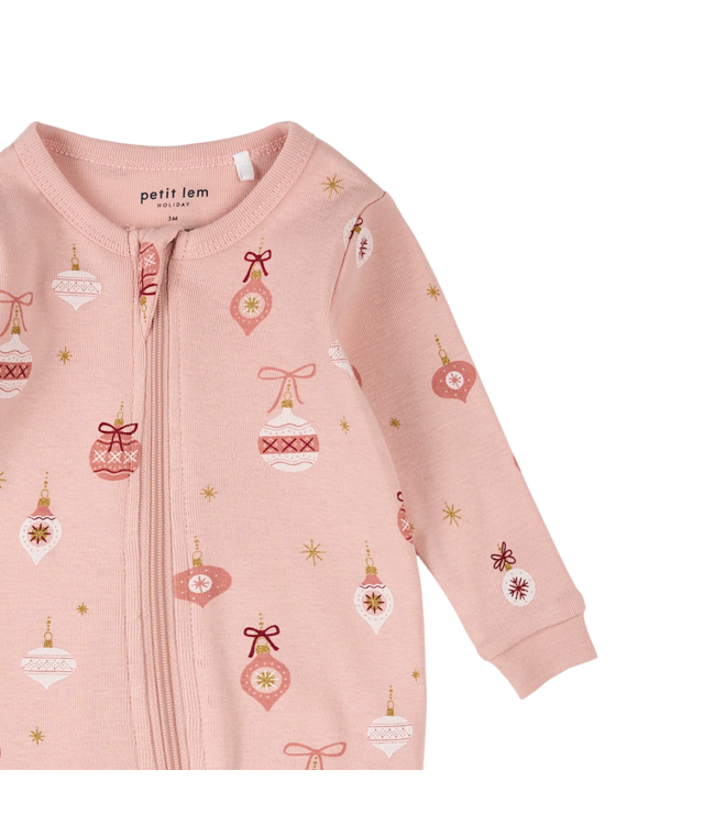 Petit Lem Pink Knit Footed Holiday Sleeper