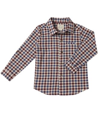 Me & Henry Blue/Burgundy/Cream Plaid Atwood Woven Shirt