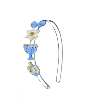 lilies&roses Star Menorah Dreidel Blue Headband