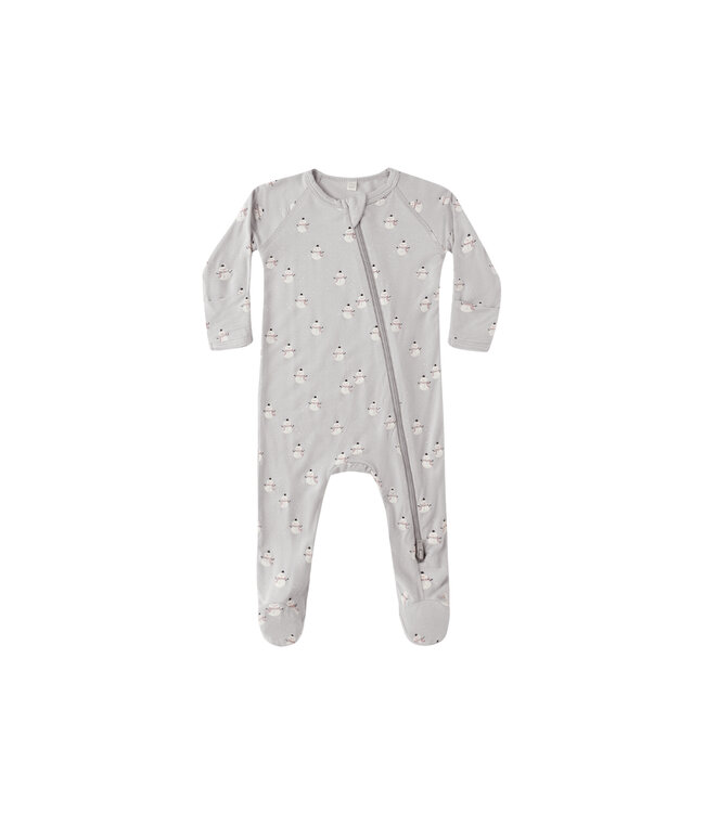 Quincy Mae Frost Snowmen Bamboo Zip Footie