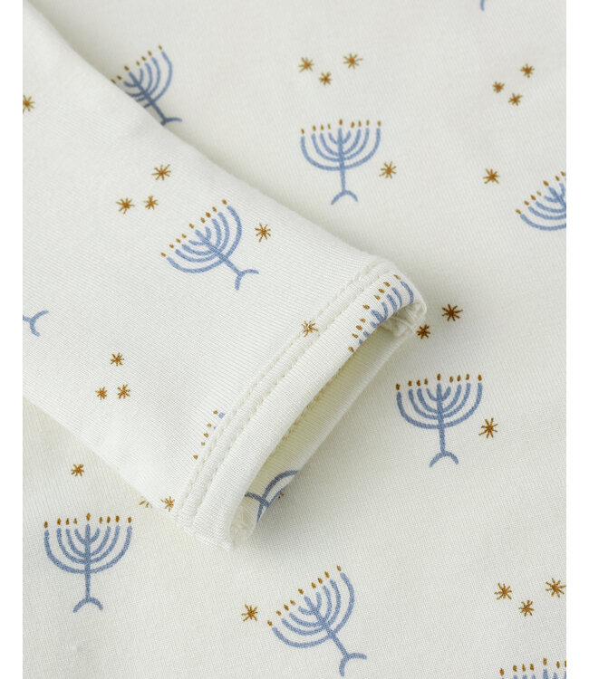 Quincy Mae Ivory Hanukkah Bamboo Zip Footie