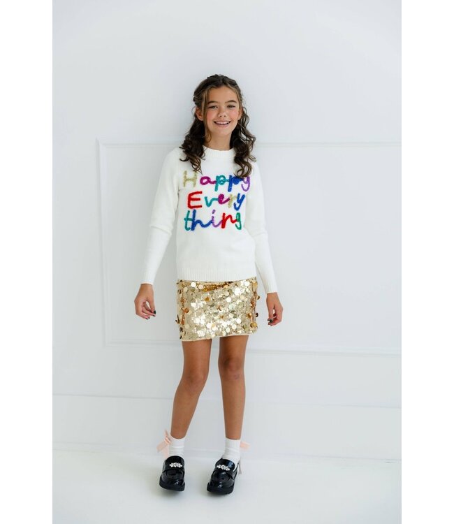 Lola & the Boys Happy Everything Tinsel Sweater