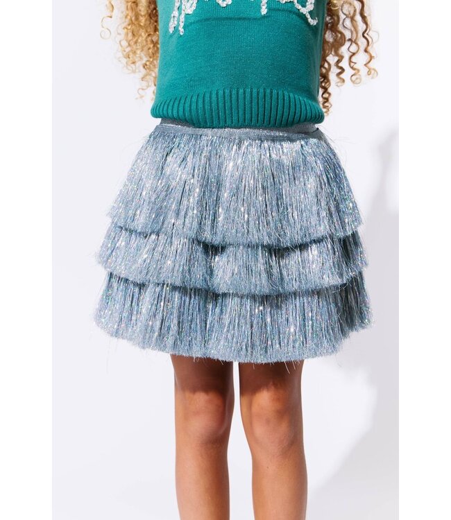 Lola & the Boys Silver Shimmer Tinsel Party Skirt