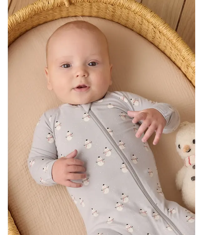 Quincy Mae Frost Snowmen Bamboo Zip Footie