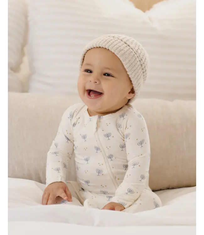 Quincy Mae Ivory Hanukkah Bamboo Zip Footie