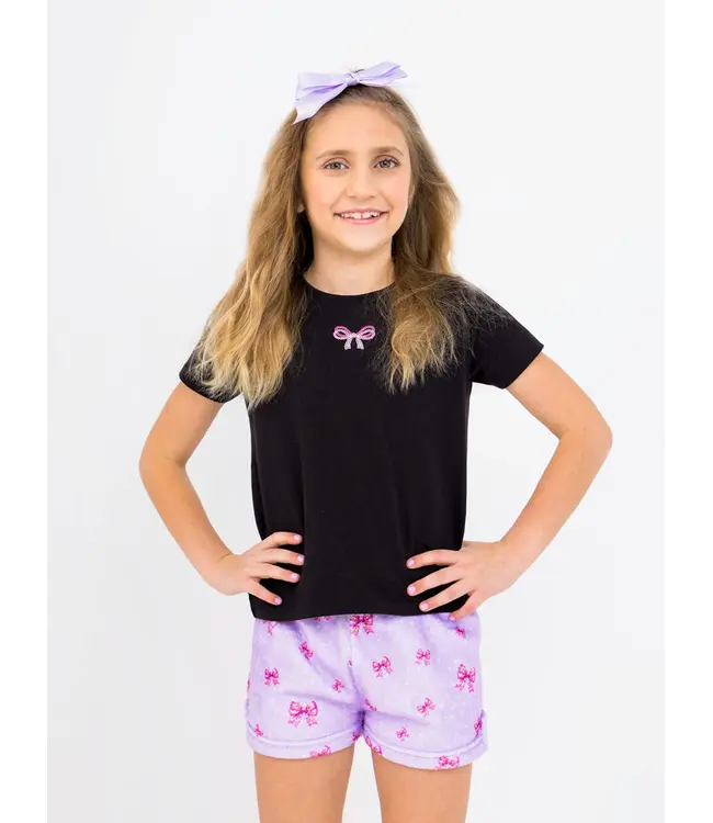 Preppy Goose Lavender Holiday Bows Lounge Shorts