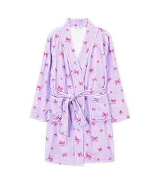 Preppy Goose Lavender Holiday Bows Plush Robe