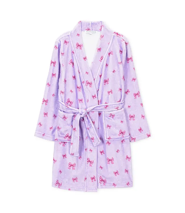 Preppy Goose Lavender Holiday Bows Plush Robe