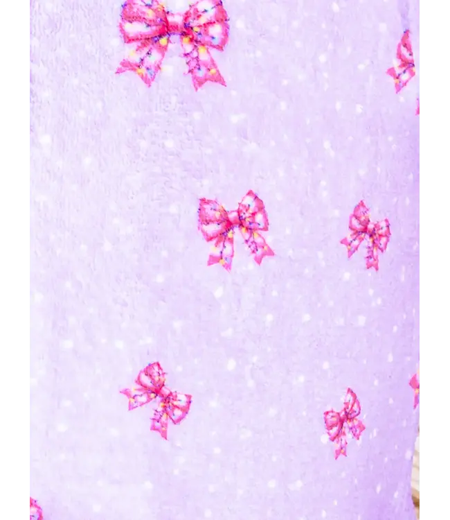 Preppy Goose Lavender Holiday Bows Plush Robe