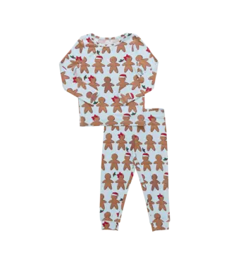 Pink Chicken Lt. Blue Gingerbread Bamboo PJ Set