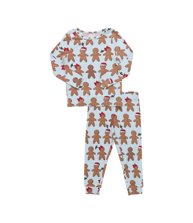 Pink Chicken Lt. Blue Gingerbread Bamboo PJ Set