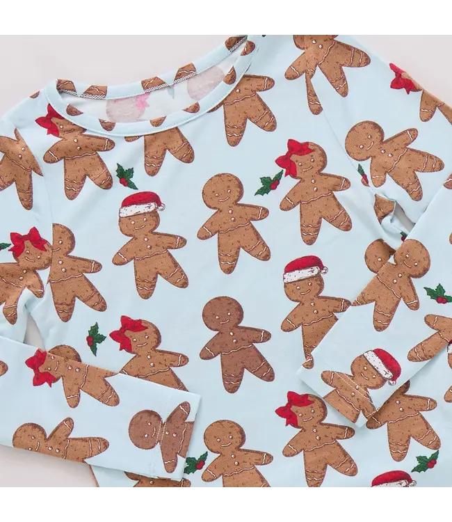 Pink Chicken Lt. Blue Gingerbread Bamboo PJ Set