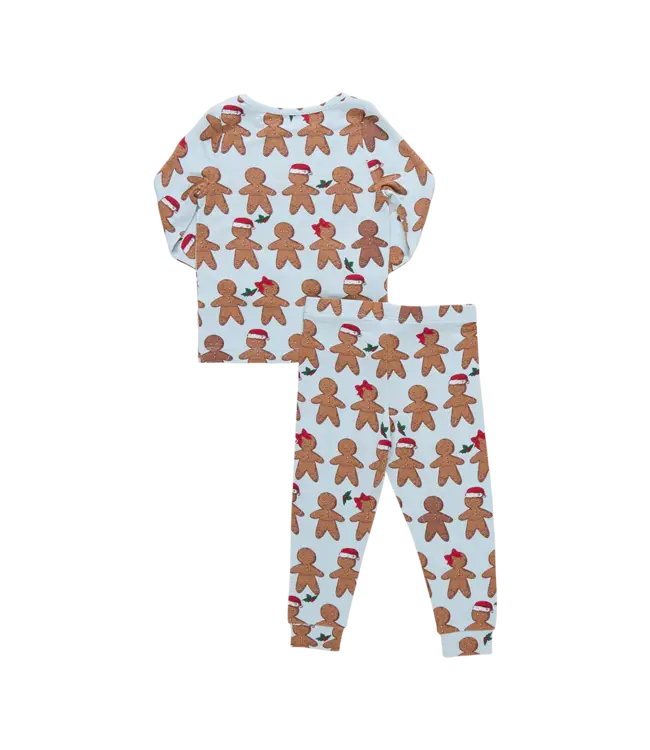 Pink Chicken Lt. Blue Gingerbread Bamboo PJ Set