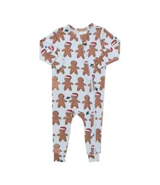 Pink Chicken Lt. Blue Gingerbread Bamboo Romper