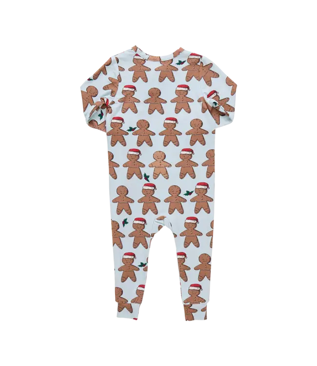 Pink Chicken Lt. Blue Gingerbread Bamboo Romper