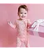 Pink Chicken Pink  Candy Cane Bows Ruffle Bamboo Romper