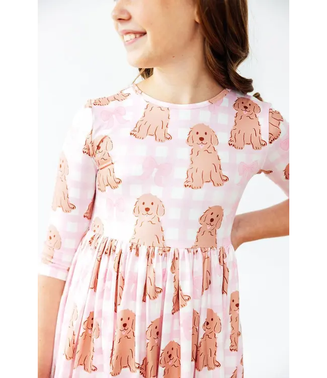 Mila & Rose Goldendoodle 3/4 Sleeve Pocket Twirl Dress