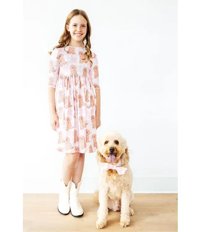 Mila & Rose Goldendoodle 3/4 Sleeve Pocket Twirl Dress