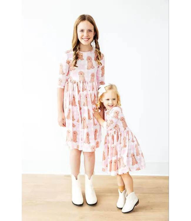 Mila & Rose Goldendoodle 3/4 Sleeve Pocket Twirl Dress