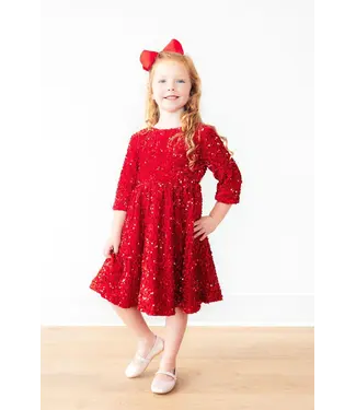 Mila & Rose Red Velvet Sequin Dress