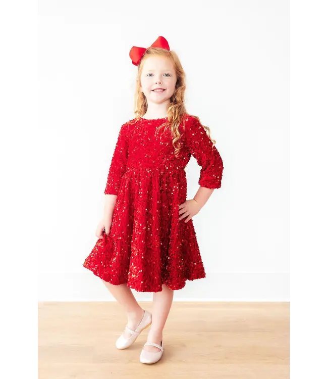 Mila & Rose Red Velvet Sequin Dress