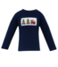 Anavini Navy Knit Christmas Tree Train T-Shirt