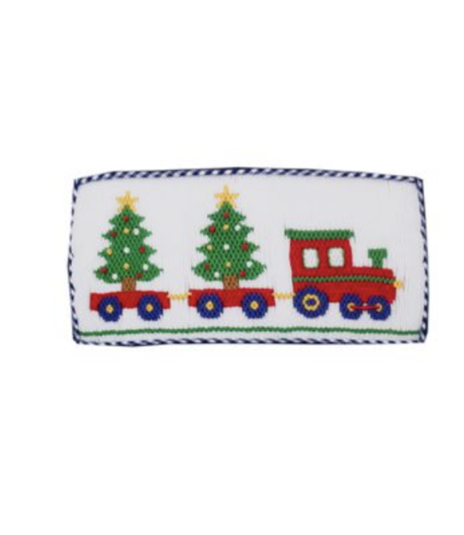 Anavini Navy Knit Christmas Tree Train T-Shirt