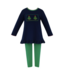Anavini Navy Blue Knit Christmas Tree Tunic Set