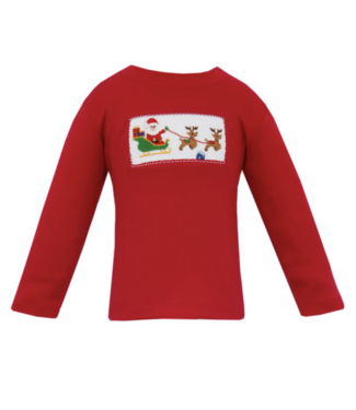 Anavini Red Knit L/S Santa Sleigh T-Shirt