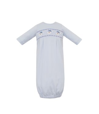 Petit Bebe Lt. Blue Knit Santa Face L/S Sac