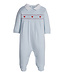 Little English Blue Hearts Smocked Footie