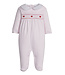Little English Pink Hearts Smocked Footie
