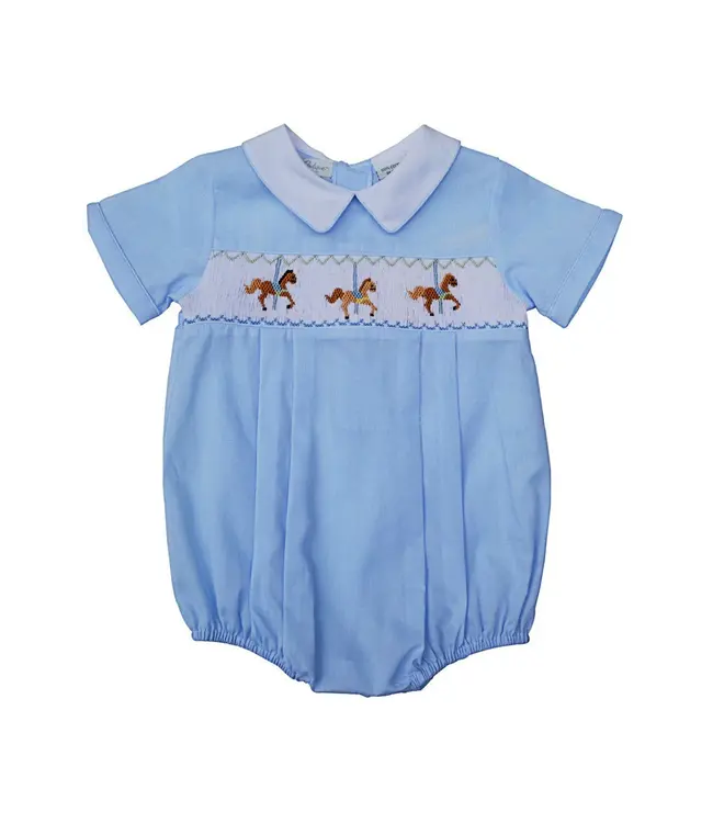 Blue Carousel Boys Hand Smocked Classic Creeper
