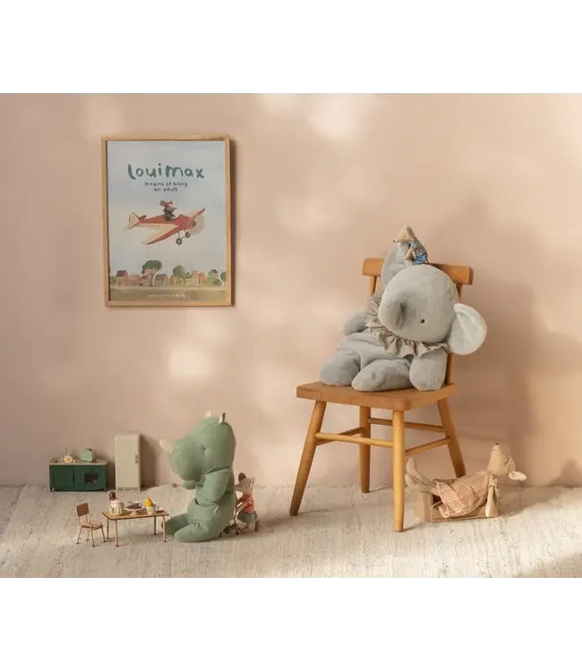 Maileg Elephant Plush, Big-Blue/Grey