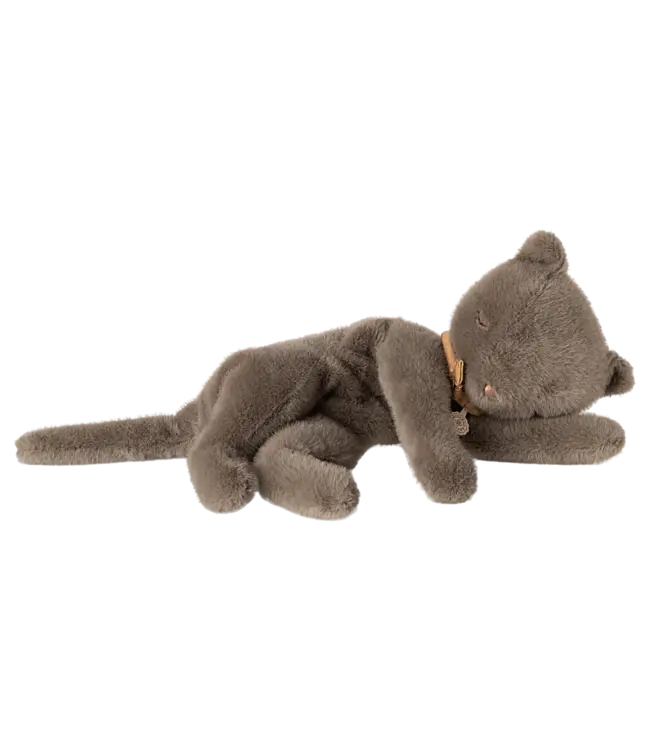 Maileg Sleeping Kitten Plush, Medium-Grey