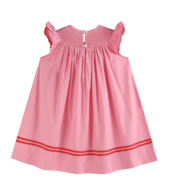 Lil Cactus Pink Heart Valentine Smocked Bishop Dress