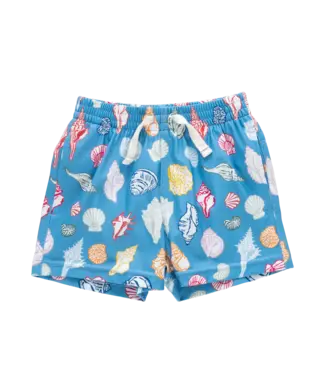 Pink Chicken Blue Seashells Swim Trunk